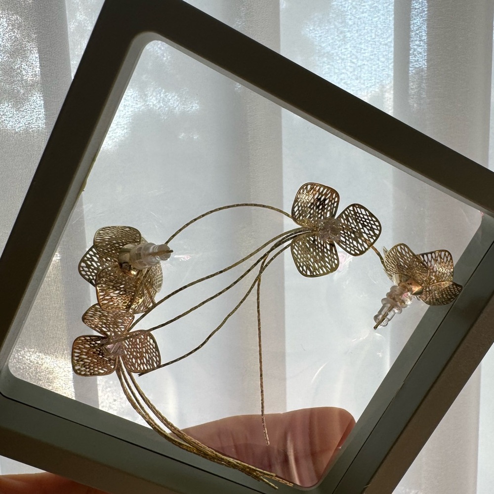 Gold Floral Earrings dangly